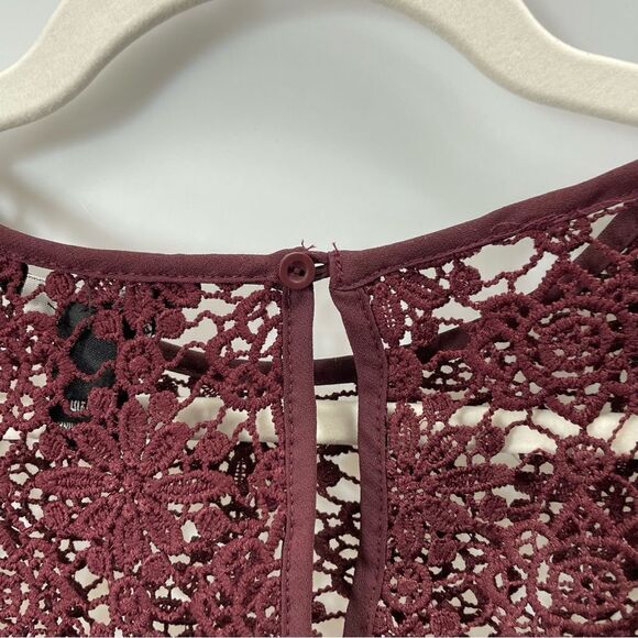 [XL] SWS Flowy Boho Burgundy Long Sleeve Blouse with Lace Details Women’… - Picture 10 of 15